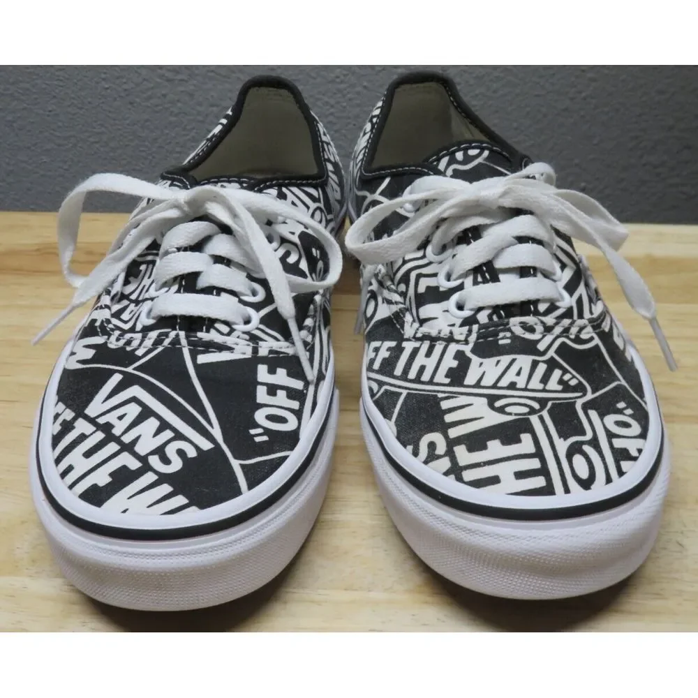 VANS Doheny OTW Repeat Black White Logo Print Low Top Sneakers Sz Men's 7 US EUC